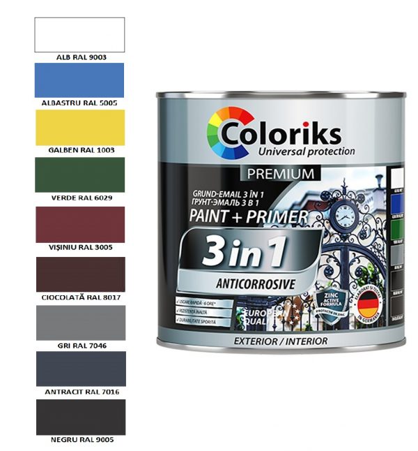 Grund   - Email 3 in 1 Premium Coloriks 2.7  Albastru  RAL  5005