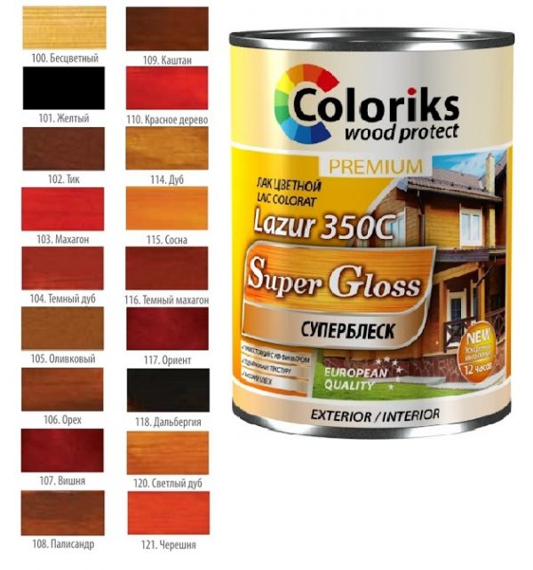 Lac colorat Lazur 350C Coloriks 110 0.75L Crasnoe derevo