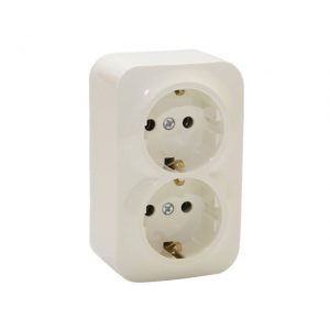 Priza dubla euro exter. 16A IP20 alb Elmos 8002-52