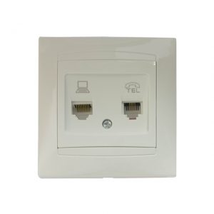 Priza dubla Inter. RJ45+RJ11 10A IP20 ELMOS 9206-65