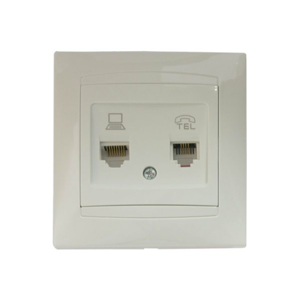 Priza dubla Inter. RJ45+RJ11 10A IP20 ELMOS 9206-65